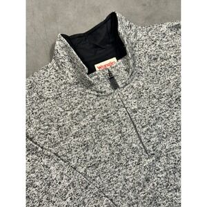 Wrangler Authentics Men Heathered Gray Quarter Zip Pullover Sweater XL